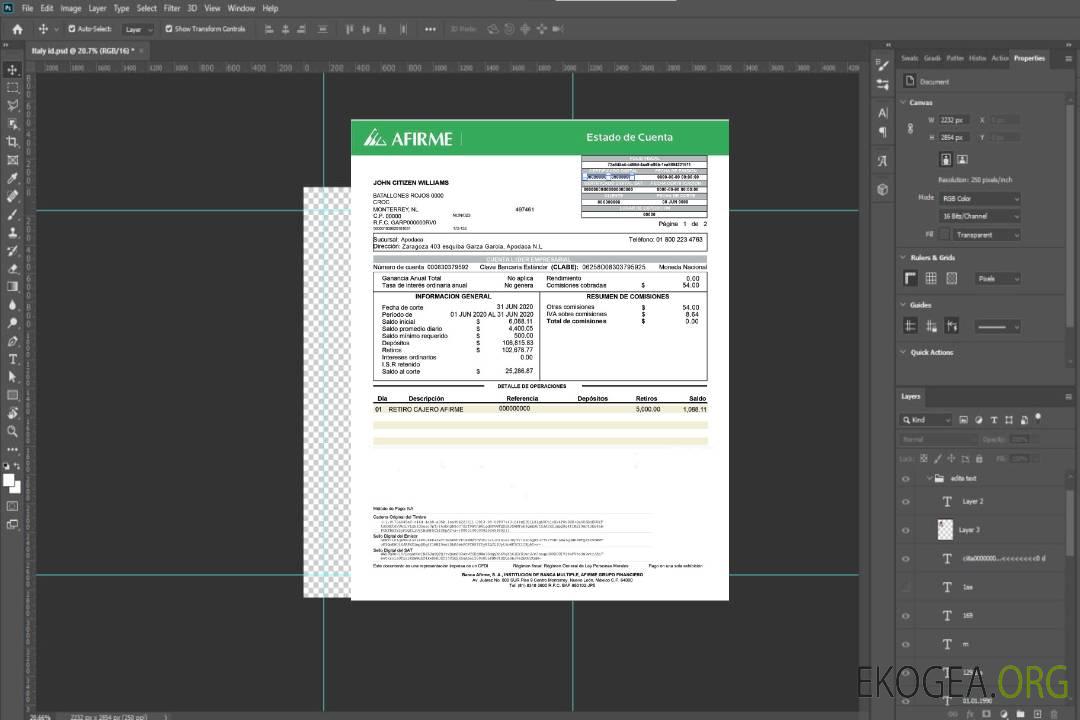 Mexique Afirme compte bancaire st PSD template Mexique Afirme compte bancaire st PSD template